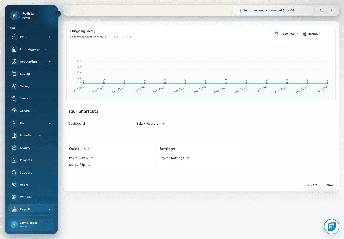 Payroll · Actual workspace and payroll tools.
