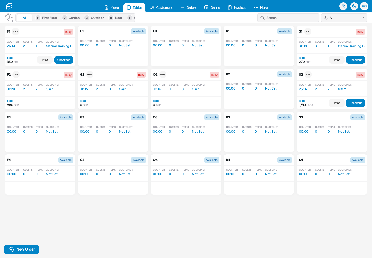 POS · Actual table view in the demonstration environment.